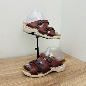 Dansko Brown Leather Strappy Buckle Sandals Women’s Size 7.5